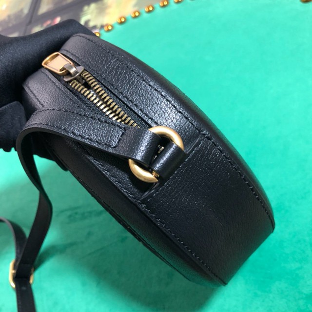 Gucci經典款女包 574978 古馳單肩女包 Gucci圓形女包 雙G標誌天鵝絨圓餅斜挎包  gqy3222